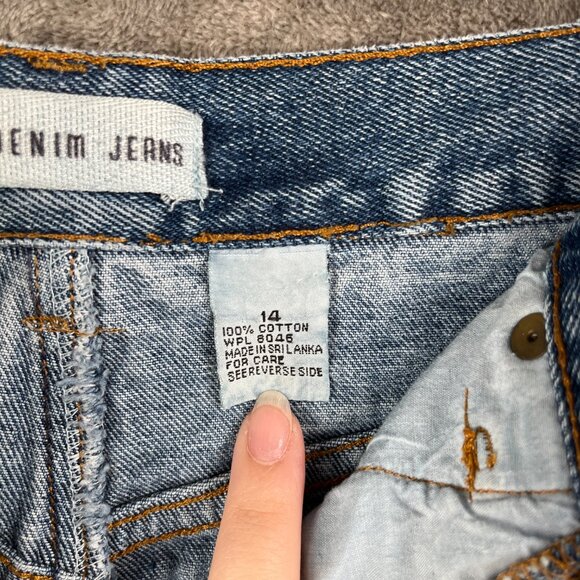 Badge Denim Shorts Women’s 14 Blue High Waist Vintage Bermuda Y2K Streetwear 90s - Picture 5 of 10